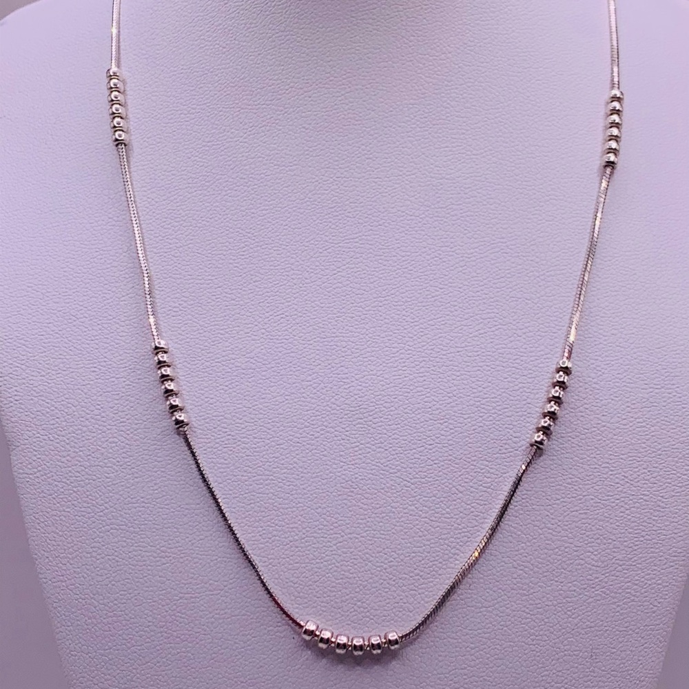 Silpada Rare HTF Sterling Silver COBRA Beaded Station Box Chain Necklace 16”